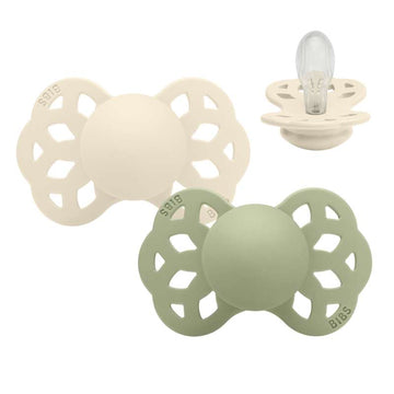 BIBS Symmetrisk Infinity napp - 2-pack - Str. 2 - Silikon - Ivory/Sage