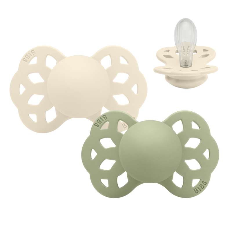 BIBS Symmetrisk Infinity Sut - 2-Pak - Str. 2 - Silikone - Ivory/Sage