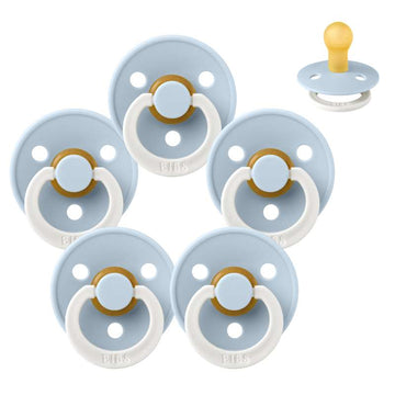 Bibs Rund Colour Napp - Sampack - 5 st. - strl. 1 - GLOW - Baby Blue 