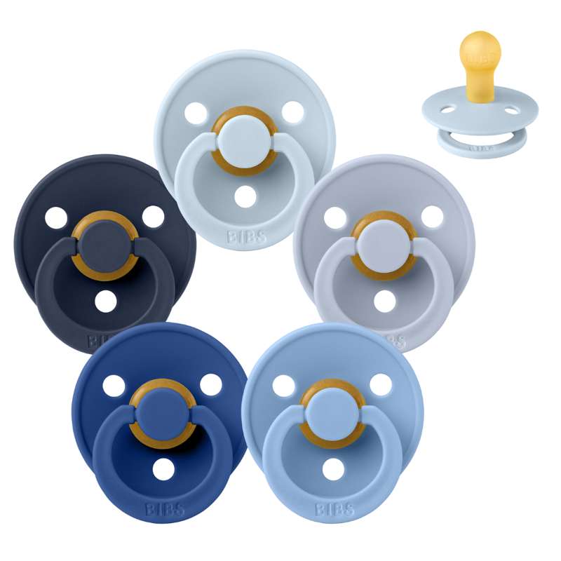 Bibs Rund Colour Napp - Sampak - 5 st. - strl. 1 - Blåögd bebis 
