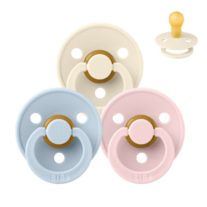 Bibs Rund Colour Napp - Sampak - 3 st. - strl. 1 - Babyshower-kollektionen 