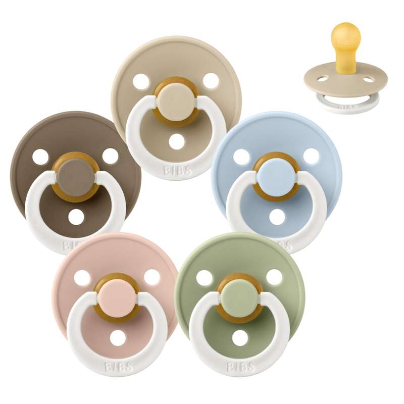 Bibs Rund Colour Napp - Sampak - 5 st. - strl. 1 - Sova gott lilla vän - GLOW 