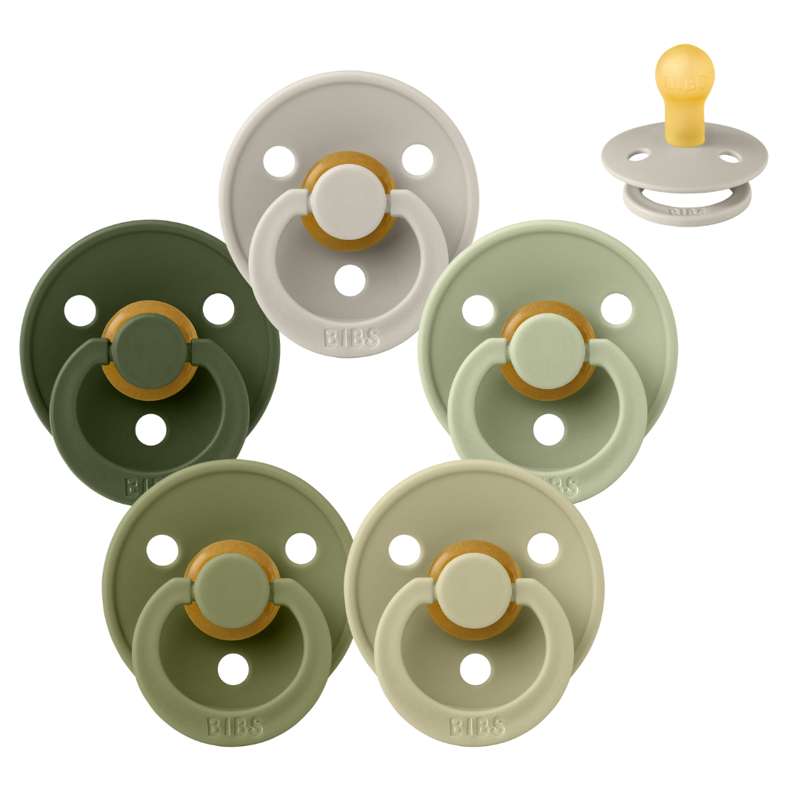 Bibs Rund Colour Napp - Sampack - 5 st. - strl. 1 - Mjuk mossa 
