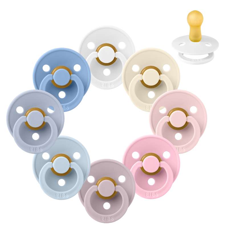 Bibs Rund Colour Napp - Sampak - 8 st. - strl. 2 - The Babyshower Collection 
