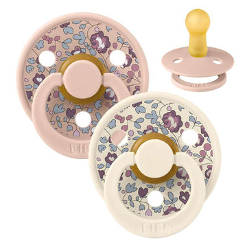Bibs Rund Colour Napp - 2-Pack - strl. 1 - naturgummi - Liberty - Eloise/Blush Mix 