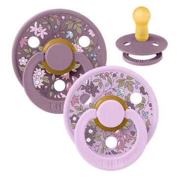 Bibs Rund Colour Napp - 2-Pack - strl. 2 - naturgummi - Liberty - Kamomill Gräs/Violett Himmel Mix 