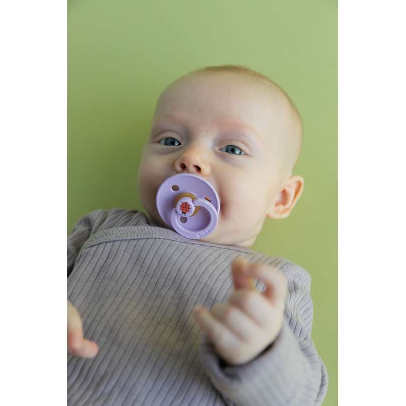 BIBS Rund Colour Napp - Stl. 1 - Naturgummi - Ladybug Studio - Violet Sky