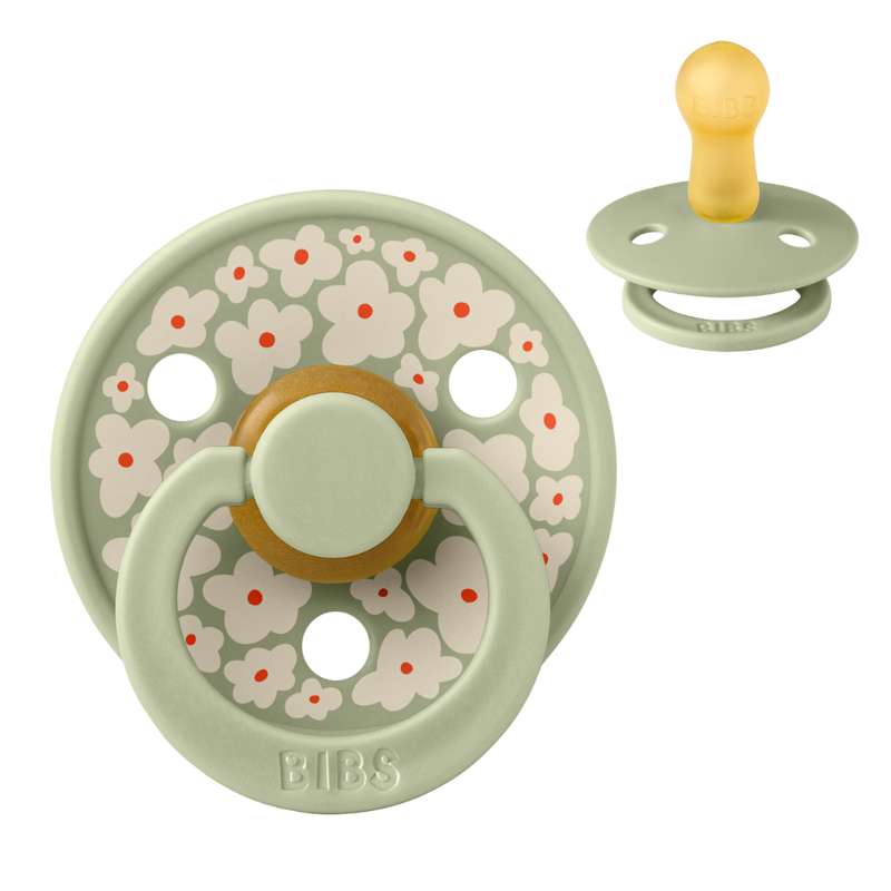 Bibs Rund Colour Napp - strl. 2 - naturgummi - Studio - Jasmine Field - Salvia 
