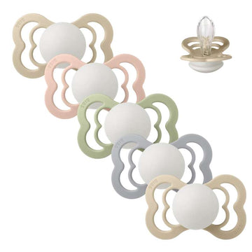 BIBS Symmetrisk Supreme Napp - Flerpack - 5 st. - Stl. 2 - Sleep Tight Little One - GLOW