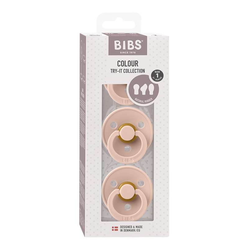 BIBS Try-It Collection - 3 Olika Nappar - Colour - Stl. 1 - Blush