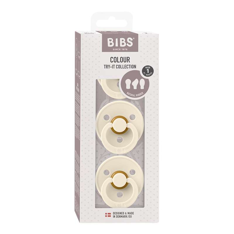 BIBS Try-It Collection - 3 Olika Nappar - Colour - Str. 1 - Ivory