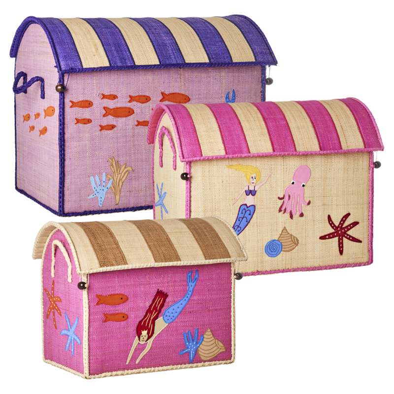 RICE Raffia Förvaringshus - Mermaid - 3 st. 