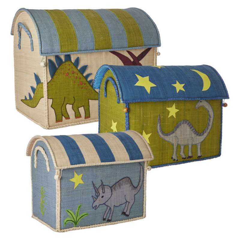 RICE Raffia Förvaringshus - Ny Dinosaur - Stor 