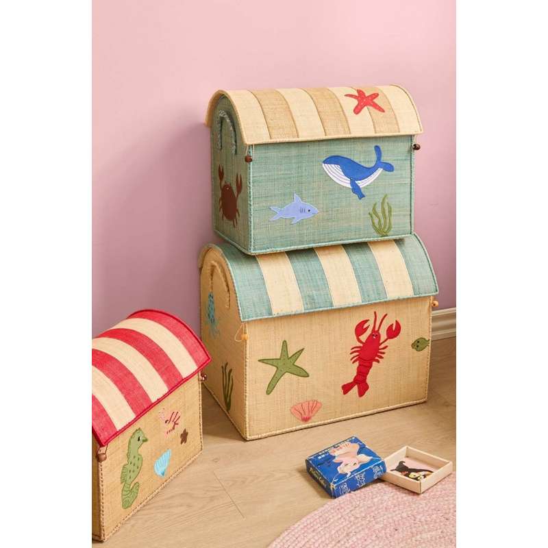 RICE Raffia Opbevaringshus - Ocean - Stor