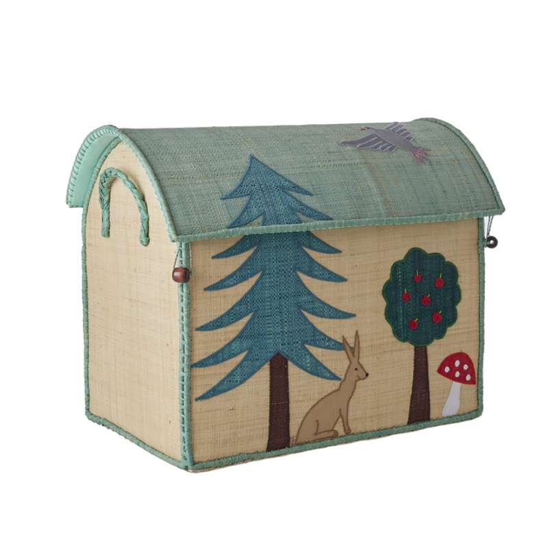 RICE Raffia Förvaringshus - Happy Forest - Medium 