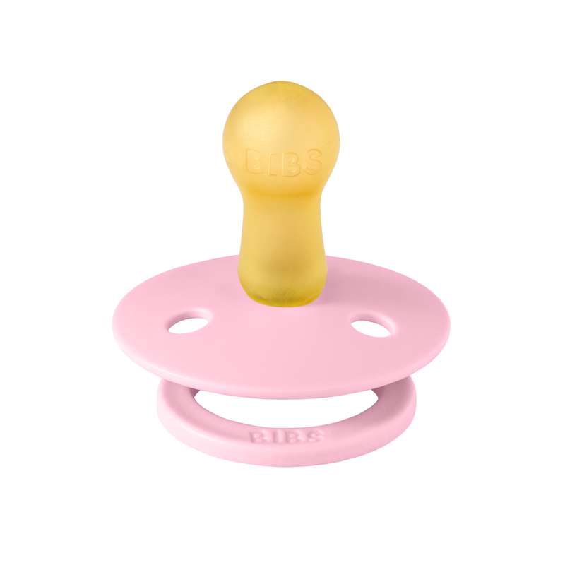 Bibs Rund Colour Napp - strl. 2 - naturgummi - Baby Pink 