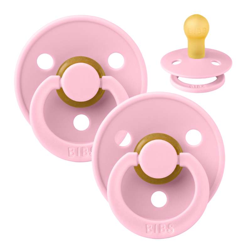 Bibs Rund Colour Napp - 2-Pack - strl. 1 - naturgummi - Baby Rosa/Baby Rosa 