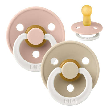 BIBS Rund Colour Sut - 2-Pack - Strl. 2 - Naturgummi - GLOW - Blush/Vanilla