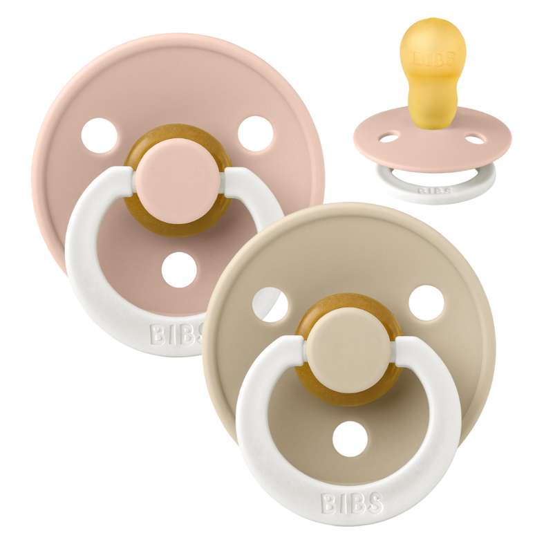 BIBS Rund Colour Sut - 2-Pack - Str. 3 - Naturgummi - GLOW - Blush/Vanilla