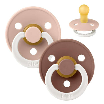 Bibs Rund Colour Napp - 2-Pack - strl. 1 - naturgummi - GLOW - Blush/Woodchuck 