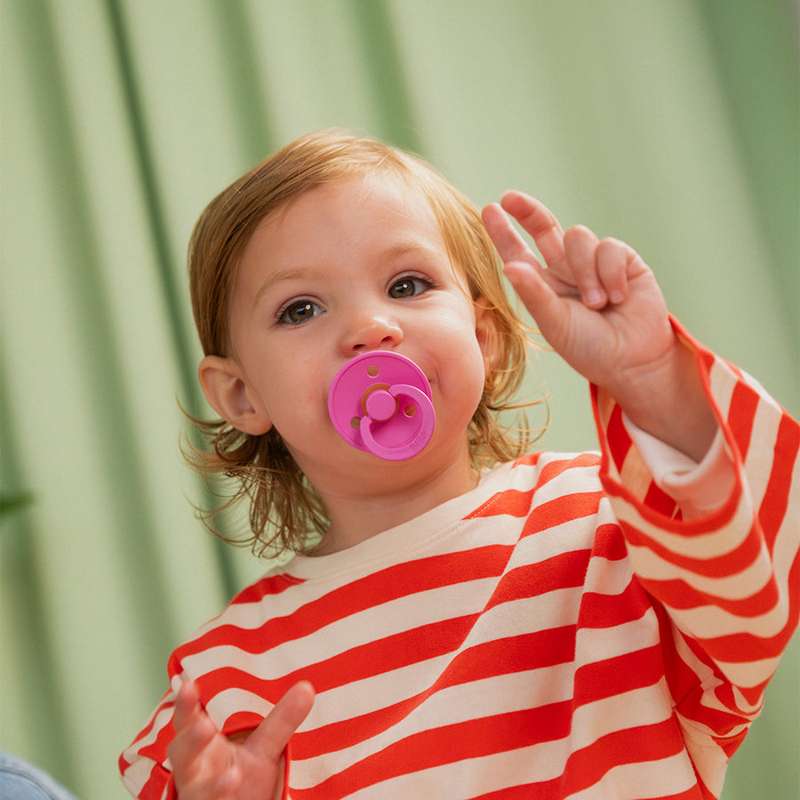 Bibs Rund Colour Napp - strl. 2 - naturgummi - Bubbelgum 