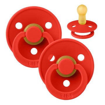 Bibs Rund Colour Napp - 2-Pack - strl. 2 - naturgummi - Candy Apple/Candy Apple 