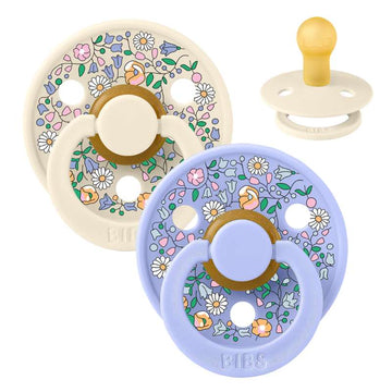 BIBS Rund Colour Sut - 2-Pack - strl. 1 - naturgummi - Liberty - Chloe Meadow/Ivory Mix 