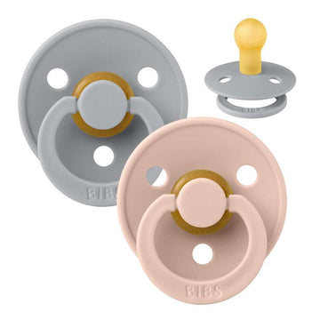 Bibs Rund Colour Napp - 2-Pack - strl. 1 - naturgummi - Moln/Blush 