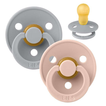 Bibs Rund Colour Napp - 2-Pack - strl. 3 - naturgummi - Moln/Blush 