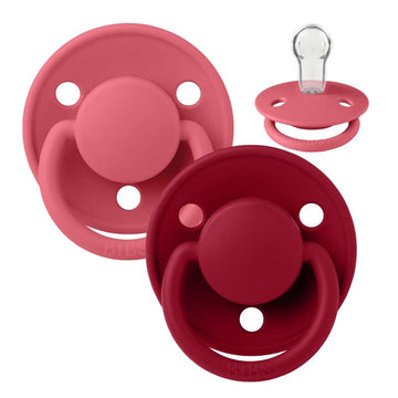 BIBS Rund De Lux-napp - 2-pack - Onesize - Silikon - Korall/Rubin