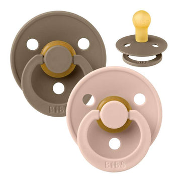 Bibs Rund Colour Napp - 2-Pack - strl. 1 - naturgummi - Mörk ek/Blush 