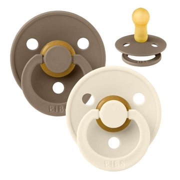 BIBS Rund Färg Sut - 2-Pack - Str. 2 - Naturgummi - Mörk Ek/Ivory