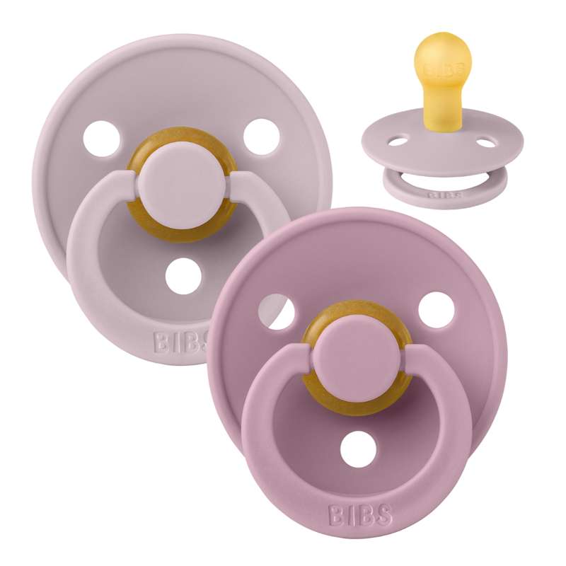 BIBS Rund Colour Sut - 2-Pack - Str. 1 - Naturgummi - Dusky Lilac/Heather