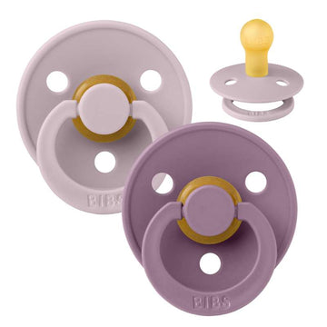 Bibs Rund Colour Napp - 2-Pack - strl. 1 - naturgummi - Dämpad lila/Mauve 