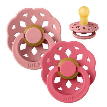 Bibs Boheme Napp - 2-Pack - strl. 1 - naturgummi - Dammig Rosa/Korall 