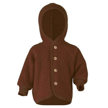 Engel Natur Babyjacka - Ullfleece med huva - Cinnamon Melange