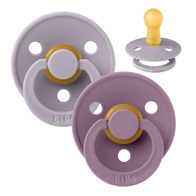 Bibs Rund Colour Napp - 2-Pack - strl. 2 - naturgummi - Fossil Grey/Mauve 