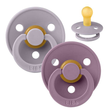 Bibs Rund Colour Napp - 2-Pack - strl. 1 - naturgummi - Fossil Grey/Mauve 