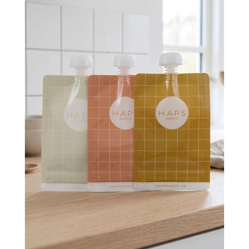 HAPS Nordic Återanvändbara Smoothie Påsar - 3-pack - Warm Check