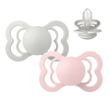 BIBS Symmetrisk Supreme Napp - 2-Pack - Str. 2 - Silikon - Haze/Blossom