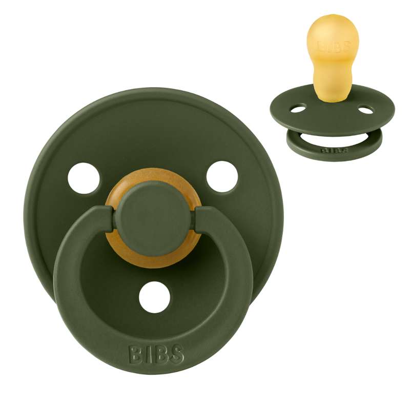 Bibs Rund Colour Napp - strl. 3 - naturgummi - Jägaregrön 
