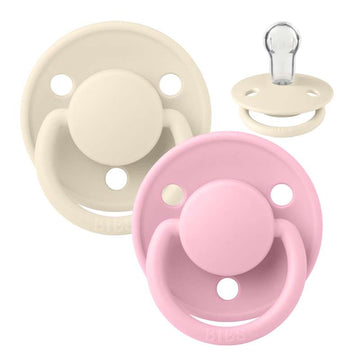 BIBS Rund De Lux Napp - 2-Pack - Onesize - Silikon - Ivory/Baby Pink