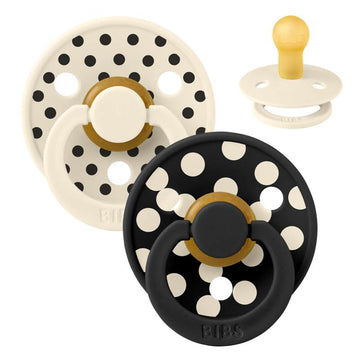 BIBS Rund Colour Sut - 2-Pack - strl. 1 - naturgummi - Polka Studio - Ivory/Black 