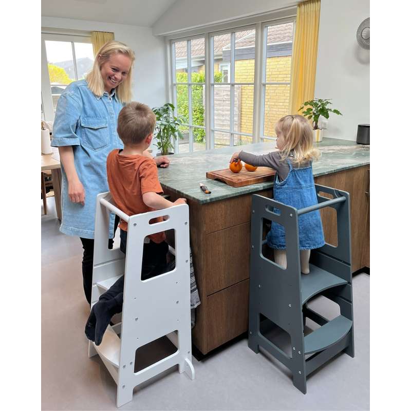 Kid'oh Hjälpa till pall - Justérbart - FSC - Vit 