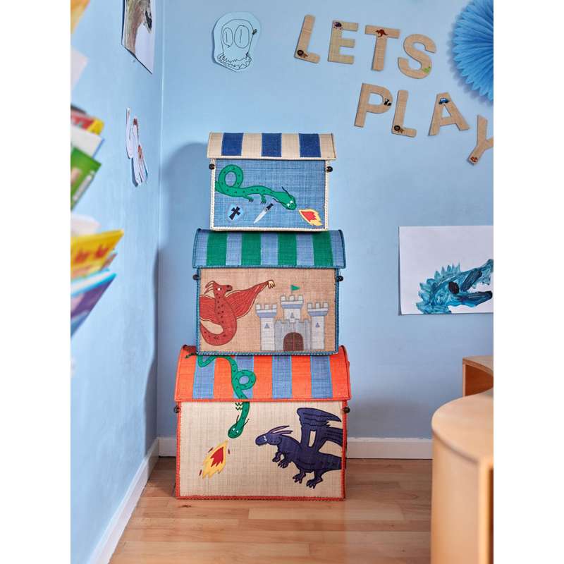 RICE Raffia Förvaringshus - Dragon - 3 st. 