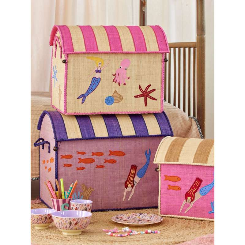 RICE Raffia Förvaringshus - Mermaid - 3 st. 