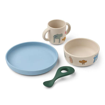 Liewood Vivi Baby Matset - 4 delar - Silikon - Föreställ dig/Sand