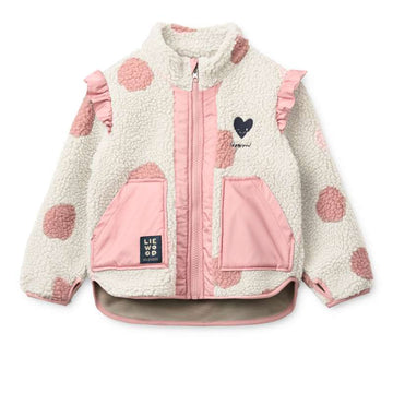 Liewood Noam fleecejacka m. volanger - Spot Dot Sandy/Rose blush Mix 