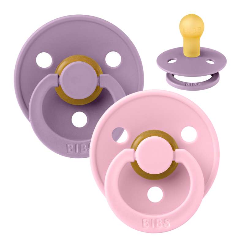 BIBS Rund Colour Sut - 2-Pack - Strl. 1 - Naturgummi - Lavendel/Baby Pink