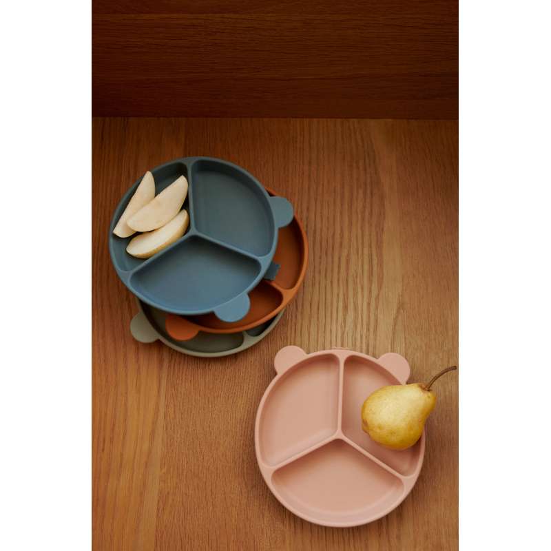 Liewood Stacy Skridsikker Ruminddelt Tallerken - 2-Pak - Sandy/Oat